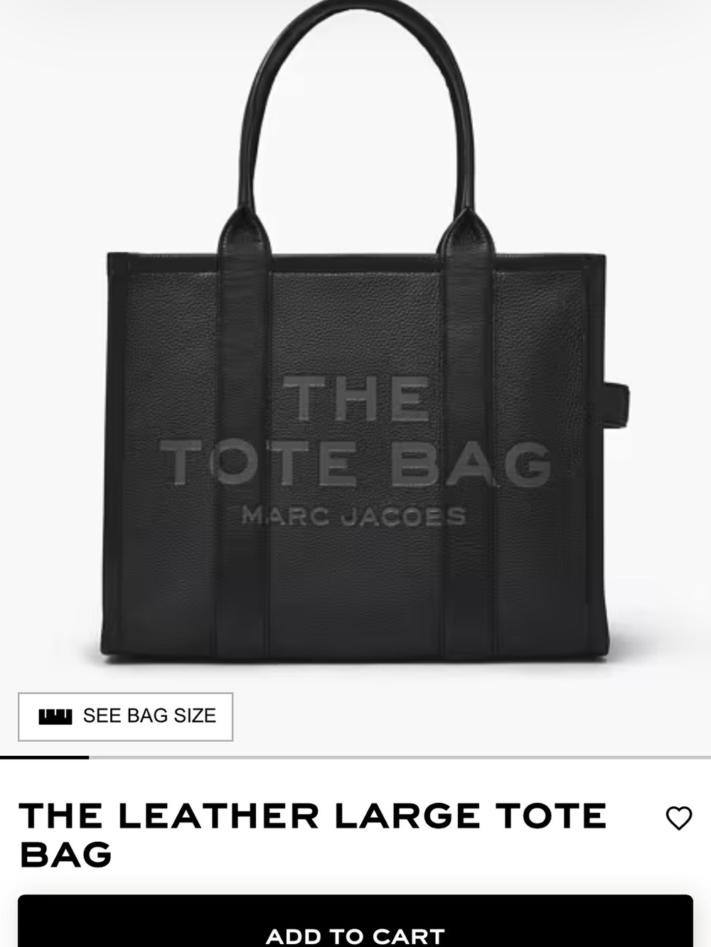 Marc Jacobs Black Large Tote Bag Leather Tote - Picture 4 of 9